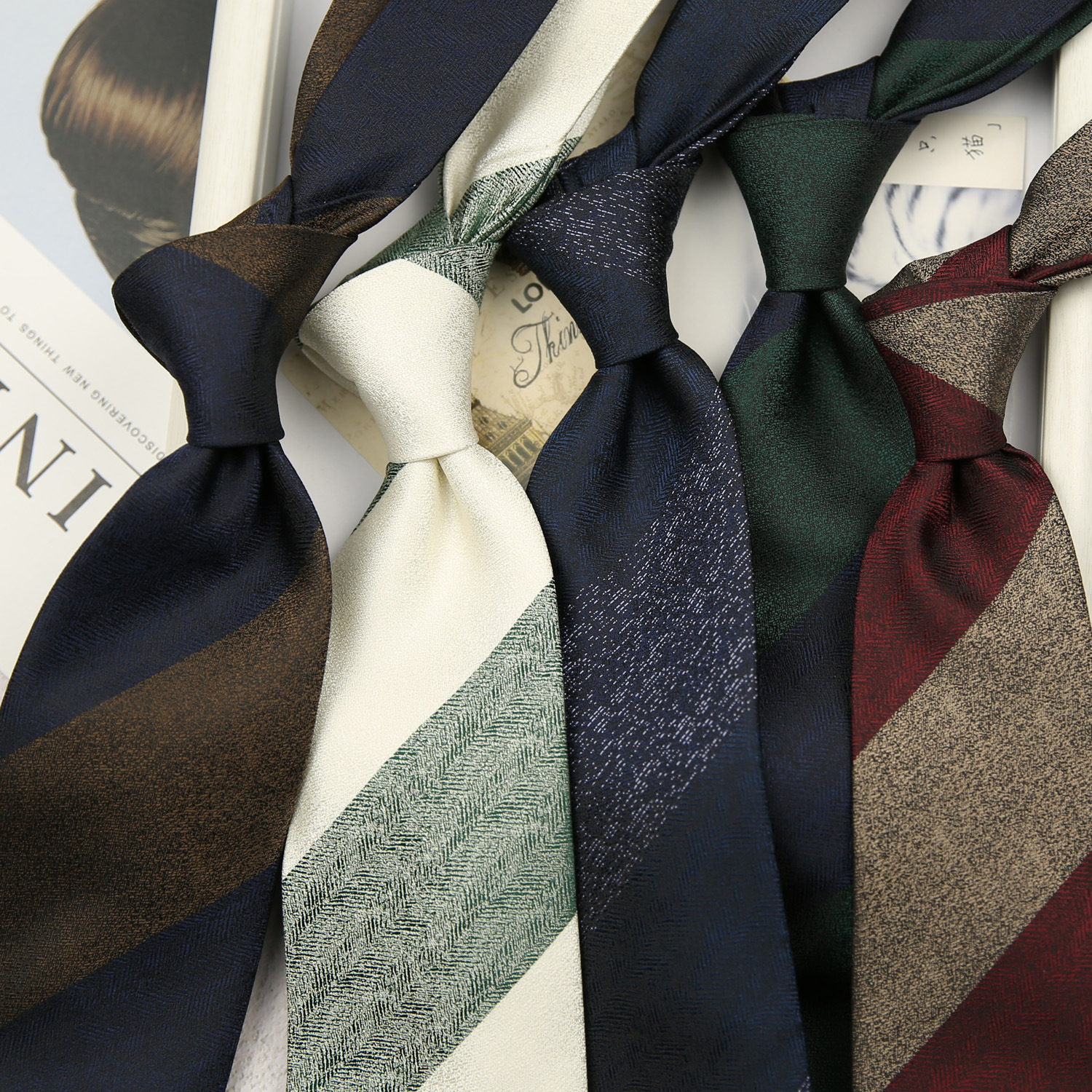 Men Formal Wear With Tie - Fashion 8cm Navy Striped Neckties For