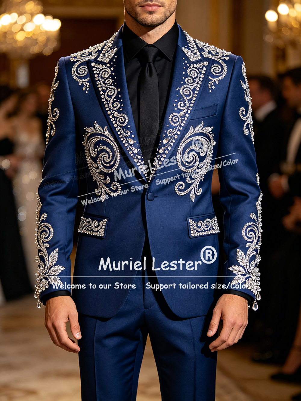 Men Formal Wear Jacket - Glitter Jewelry Beading Suit Men Formal