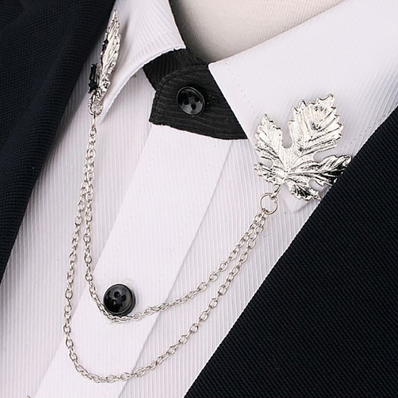 Men'S Formal Wear For Graduation - Tassel Chain Brooch Men Suit Shirt