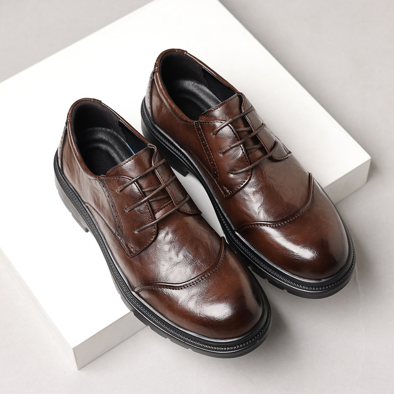 Men's leather shoes for casual - Men Formal Wear Dress บทวิจารณ์และราคา