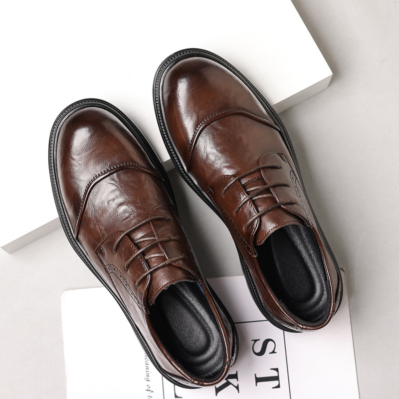 Men's leather shoes for casual - Men Formal Wear Dress บทวิจารณ์และราคา