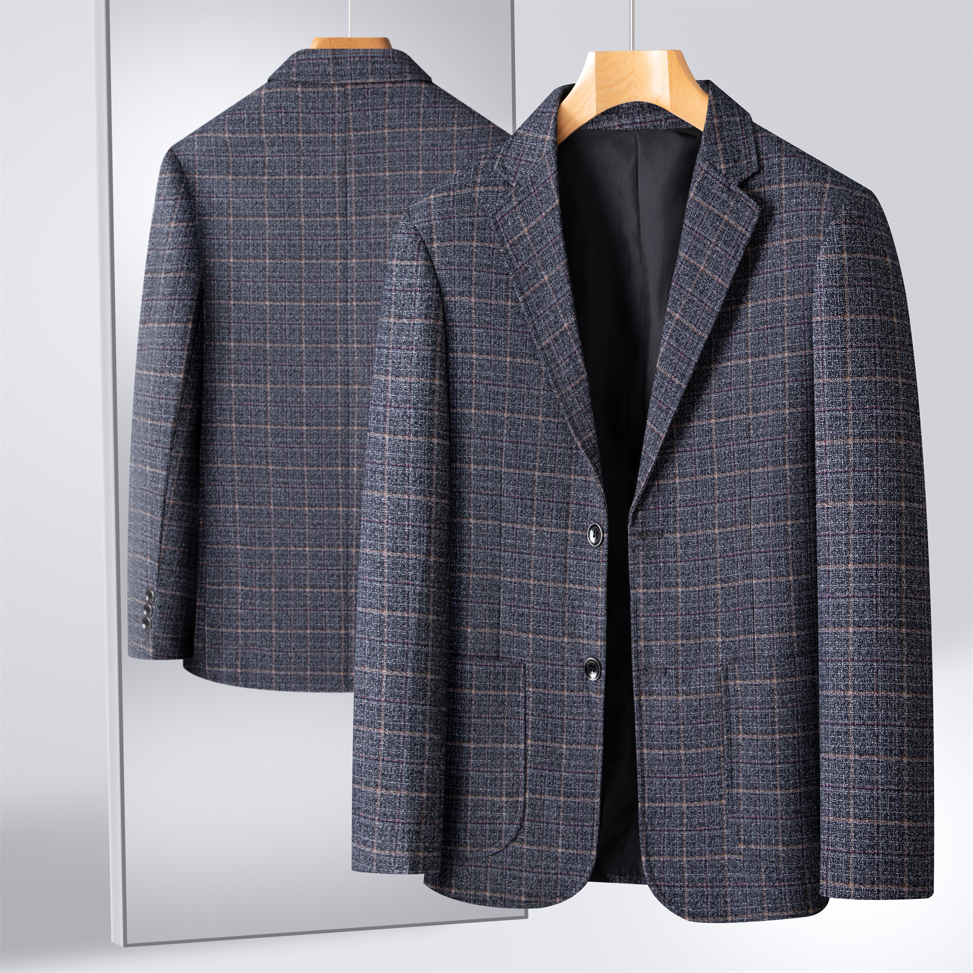Striped Suit Men's Plaid Suit  - Men Formal Wear In Summer บทวิจารณ์และราคา