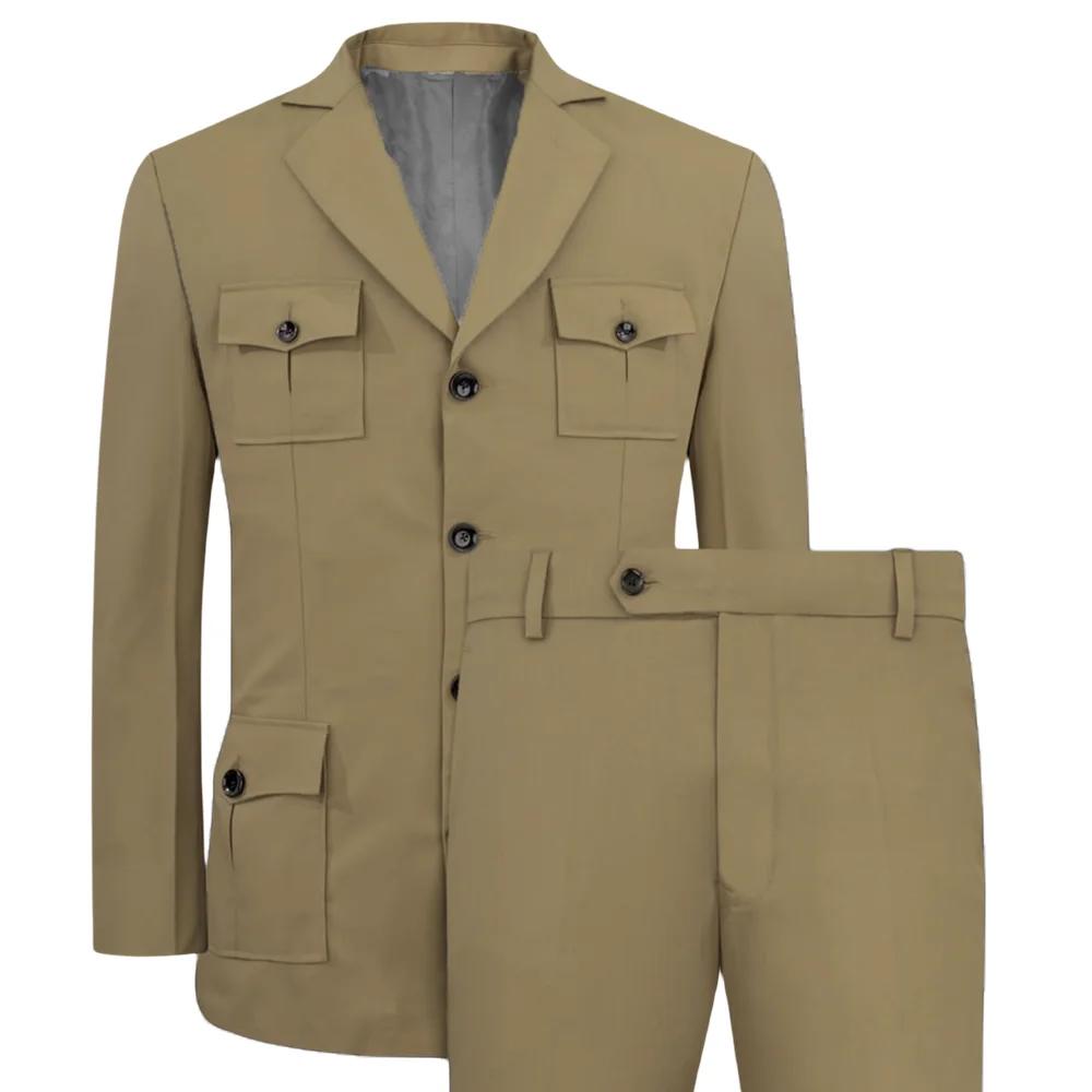 Men's Suits Jakcet Casual Khak - Khaki Formal Wear Men บทวิจารณ์และราคา