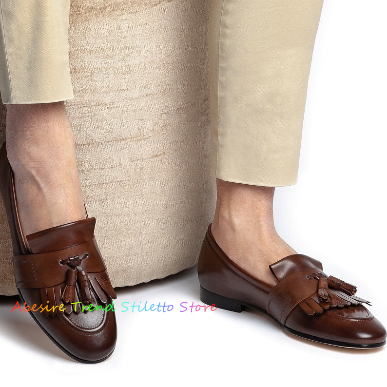 Leather Fringed Loafers Men Ta - Men Formal Wear Shoes บทวิจารณ์และราคา