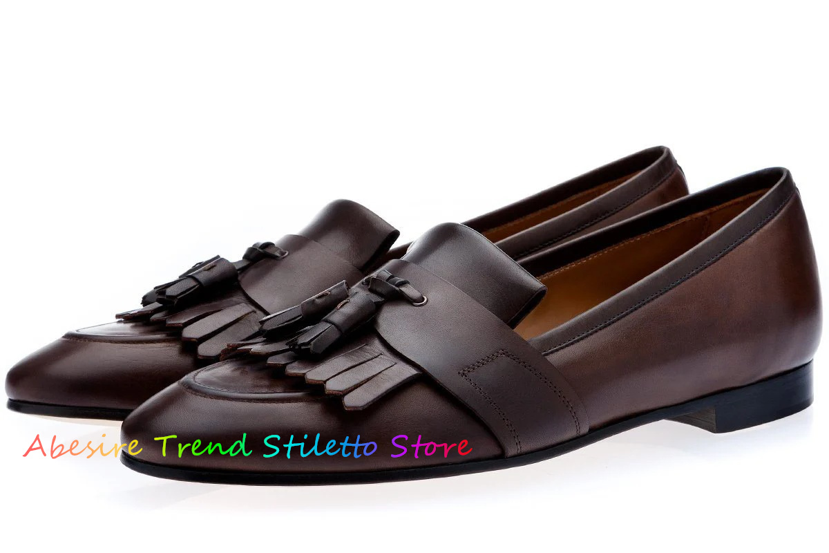 Leather Fringed Loafers Men Ta - Men Formal Wear Shoes บทวิจารณ์และราคา