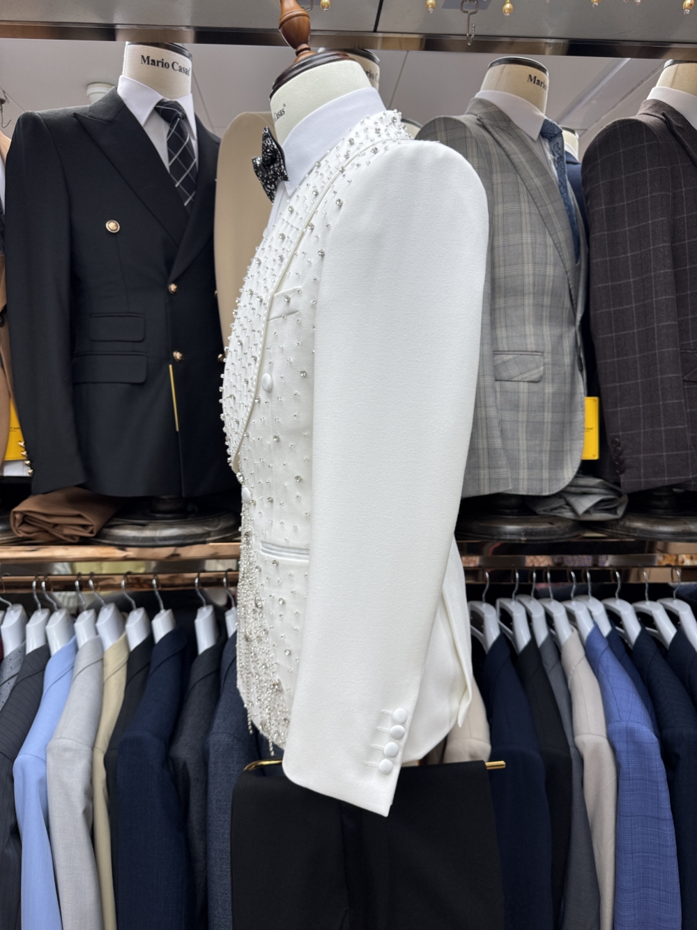 Silver Beaded Crystal Suit Jac - Men Formal Wear Jacket บทวิจารณ์และราคา