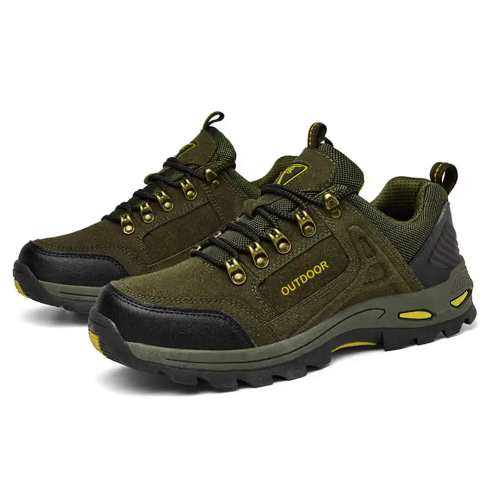 Non-slip Lace Up Hiking Tennis - Khaki Formal Wear Men บทวิจารณ์และราคา