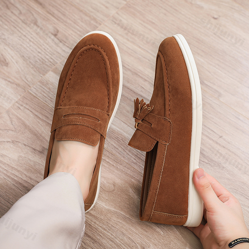 Men Flat Loafers Frosted Suede - Men Formal Wear Shoes บทวิจารณ์และราคา