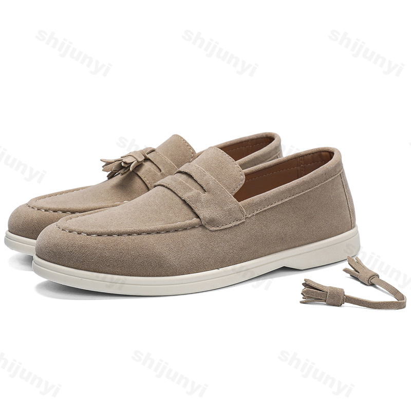 Men Flat Loafers Frosted Suede - Men Formal Wear Shoes บทวิจารณ์และราคา