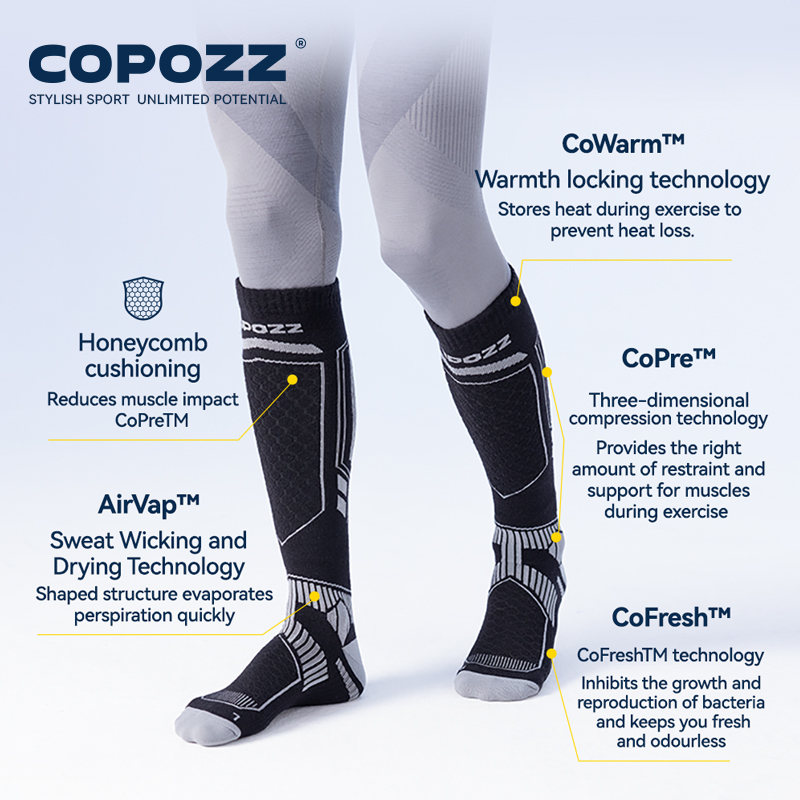 COPOZZ Merino Wool Winter Ski  - Sock Garter Men บทวิจารณ์และราคา
