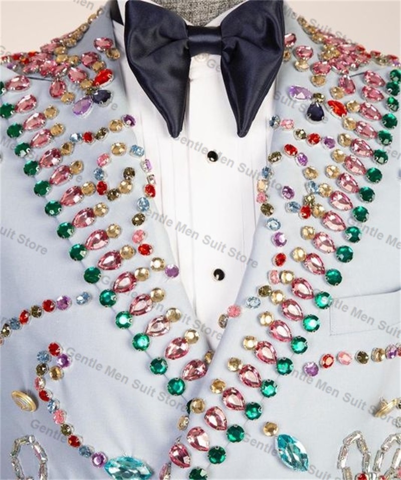 Light Blue Men Suit Pants Set  - Men Formal Wear Jacket บทวิจารณ์และราคา