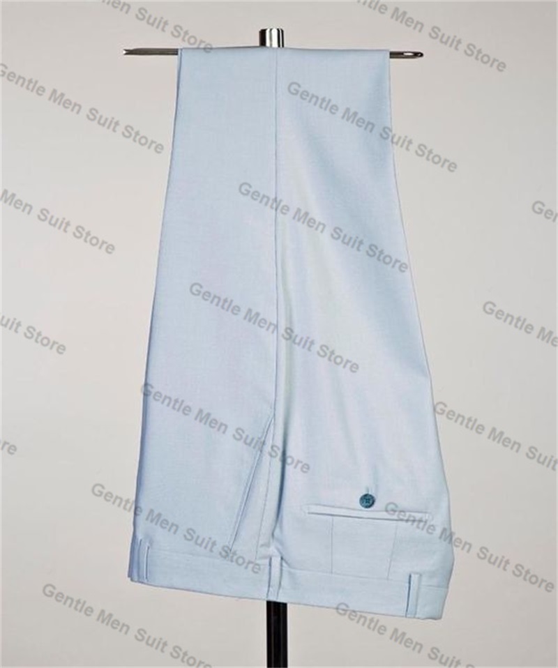 Light Blue Men Suit Pants Set  - Men Formal Wear Jacket บทวิจารณ์และราคา