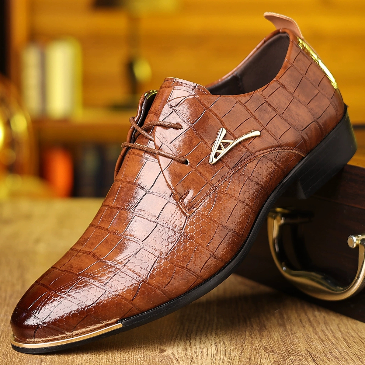 Fashion PU Leather Shoes Men B - Men Formal Wear Shoes บทวิจารณ์และราคา