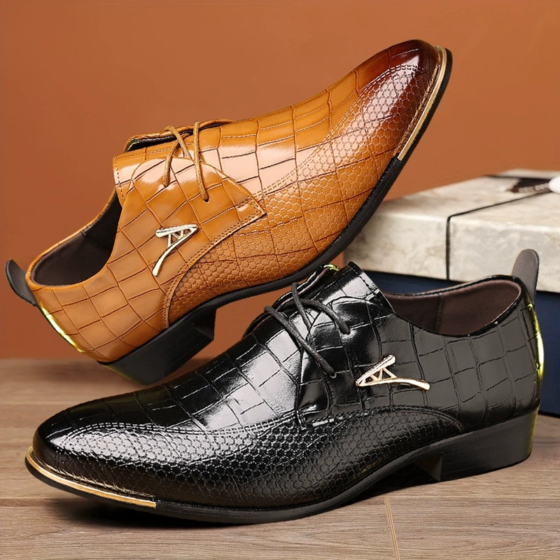 Fashion PU Leather Shoes Men B - Men Formal Wear Shoes บทวิจารณ์และราคา