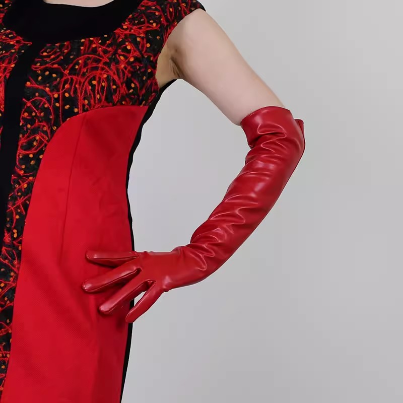 Women's Runway Fashion Red PU  - Formal Glove Leather บทวิจารณ์และราคา