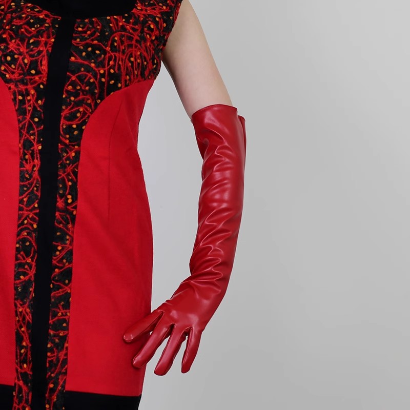 Women's Runway Fashion Red PU  - Formal Glove Leather บทวิจารณ์และราคา