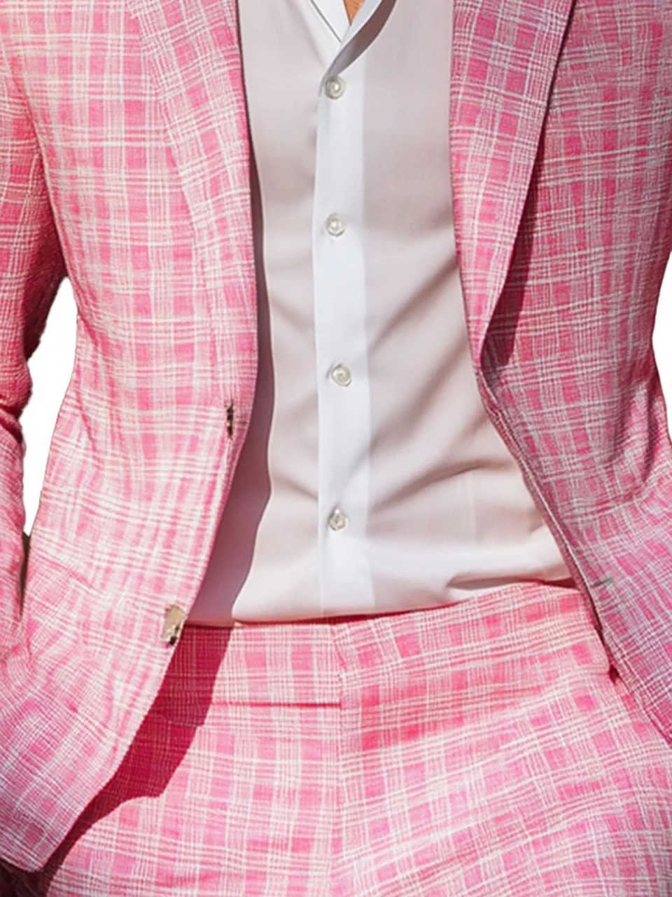 Summer Pink Plaid Mens Tuxedos - Men Formal Wear In Summer บทวิจารณ์และราคา