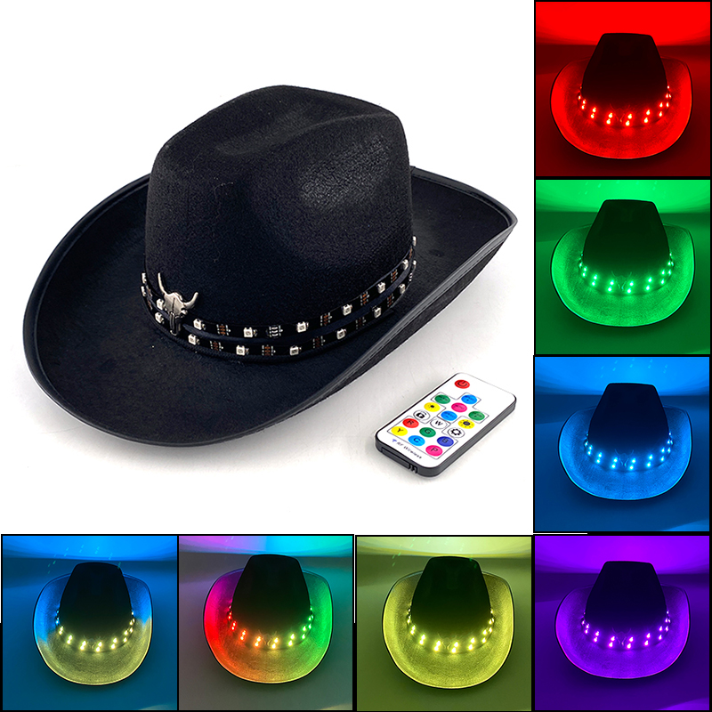 Remote Control LED Cowboy Hat  - Men'S Formal Wear For Graduation บทวิจารณ์และราคา