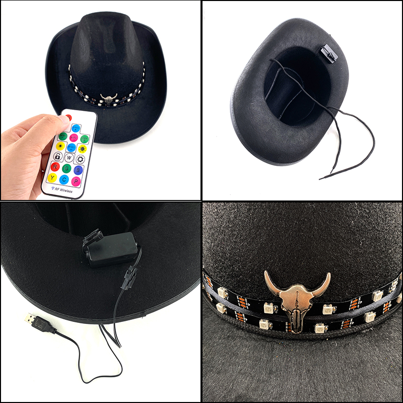 Remote Control LED Cowboy Hat  - Men'S Formal Wear For Graduation บทวิจารณ์และราคา