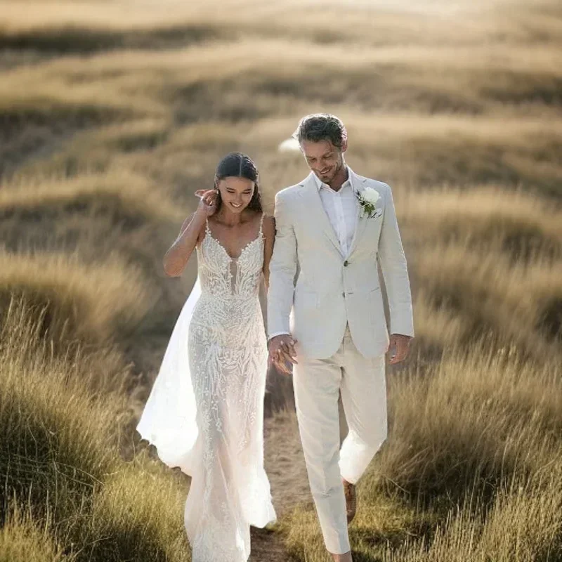 Linen Wedding Tuxedo For Men S - Men Formal Wear In Summer บทวิจารณ์และราคา