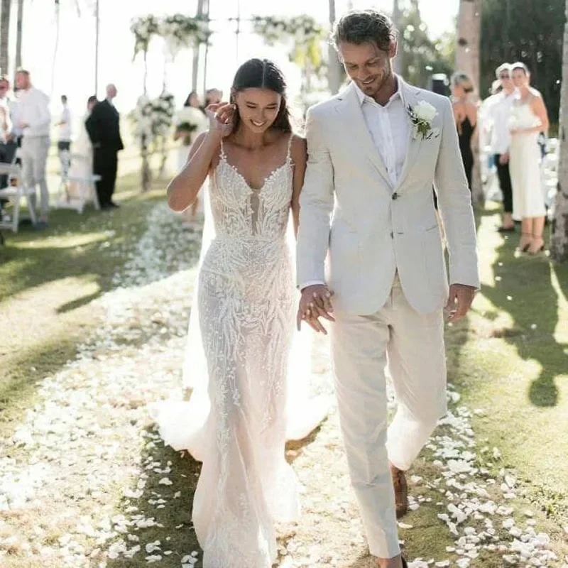 Linen Wedding Tuxedo For Men S - Men Formal Wear In Summer บทวิจารณ์และราคา
