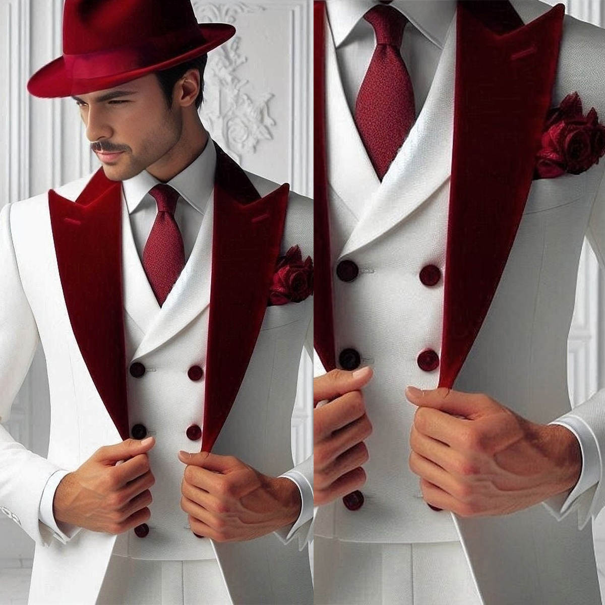 Formal Man Tuxedos Velvet 3 Pc - Men'S Formal Wear For Graduation บทวิจารณ์และราคา