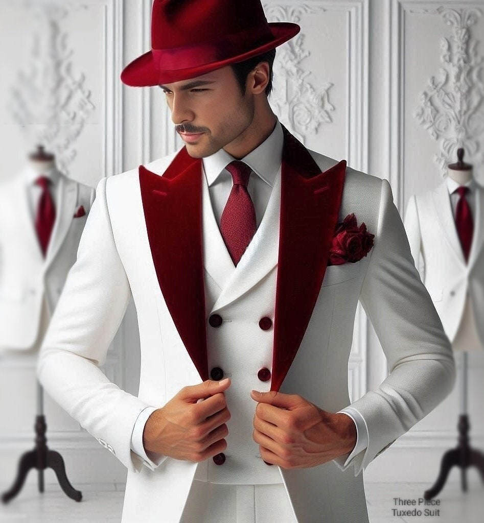 Formal Man Tuxedos Velvet 3 Pc - Men'S Formal Wear For Graduation บทวิจารณ์และราคา