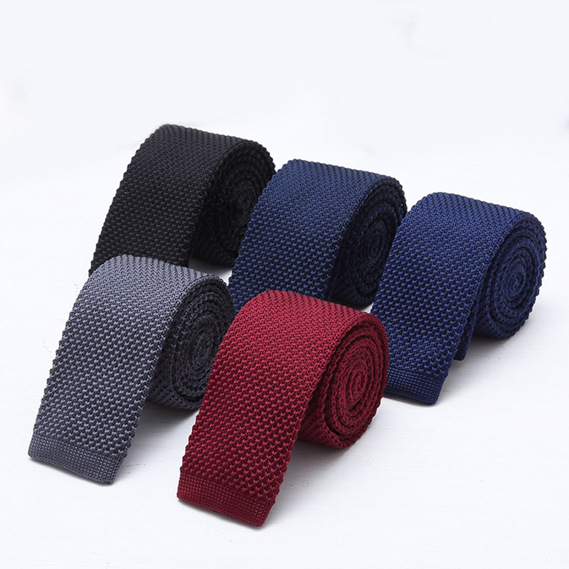 6cm Solid Black White Knitted  - Men Formal Wear With Tie บทวิจารณ์และราคา