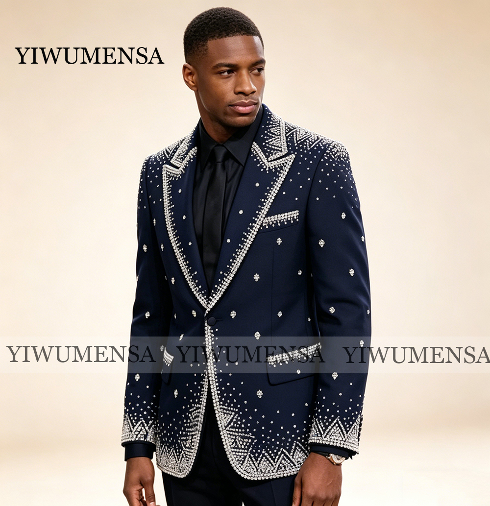 Brilliant Rhinestone Men Suit  - Men Formal Wear Jacket บทวิจารณ์และราคา