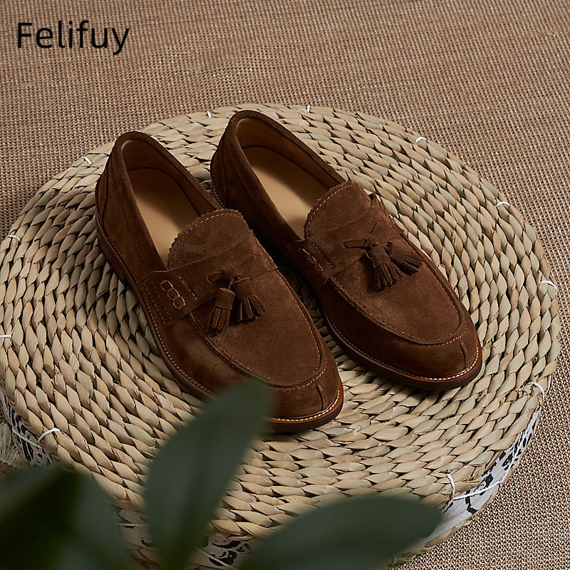 New Brown Men Flat Loafers Cow - Men Formal Wear Shoes บทวิจารณ์และราคา
