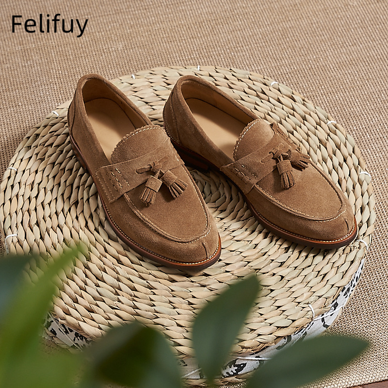 New Brown Men Flat Loafers Cow - Men Formal Wear Shoes บทวิจารณ์และราคา