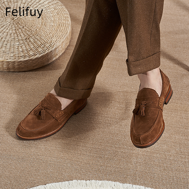 New Brown Men Flat Loafers Cow - Men Formal Wear Shoes บทวิจารณ์และราคา