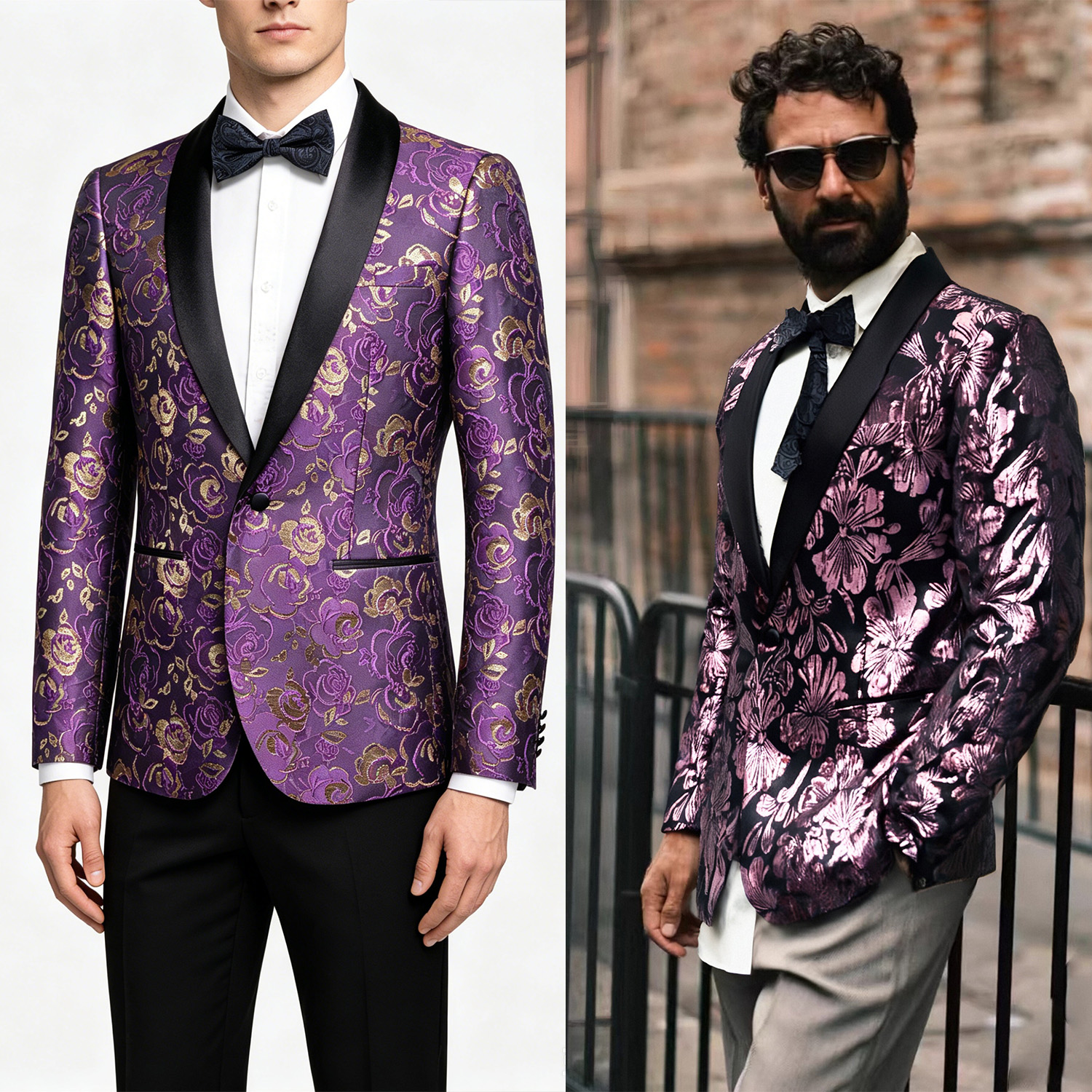 Single Breasted Floral Pattern - Men Formal Wear Without Suit บทวิจารณ์และราคา