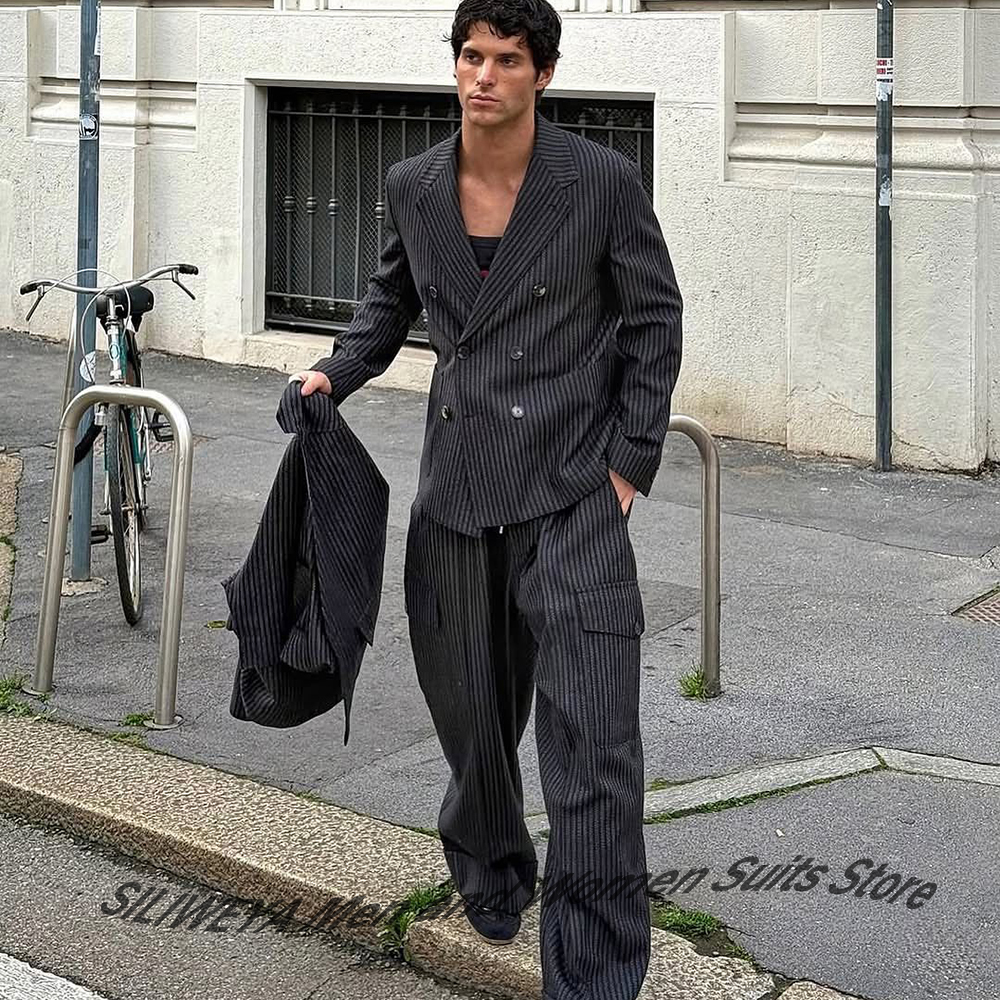 Elegant Man Suit Pinstripe Dou - Men Formal Wear Jacket บทวิจารณ์และราคา