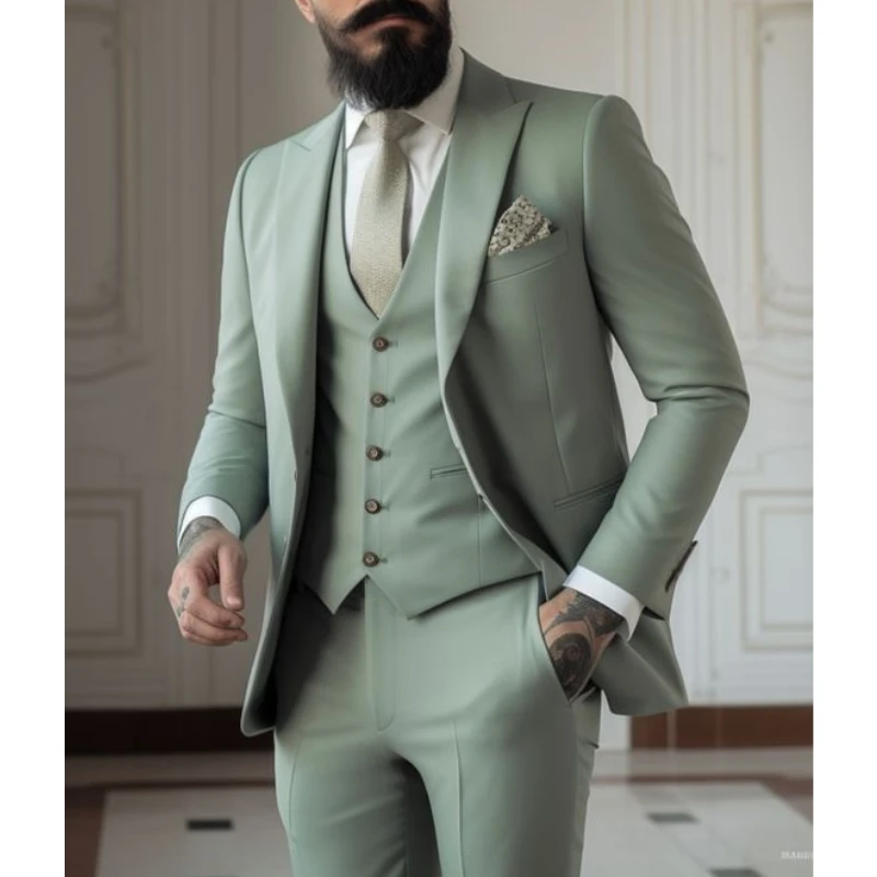 Light green Suits Men Suits 3  - Men Formal Wear Dress บทวิจารณ์และราคา