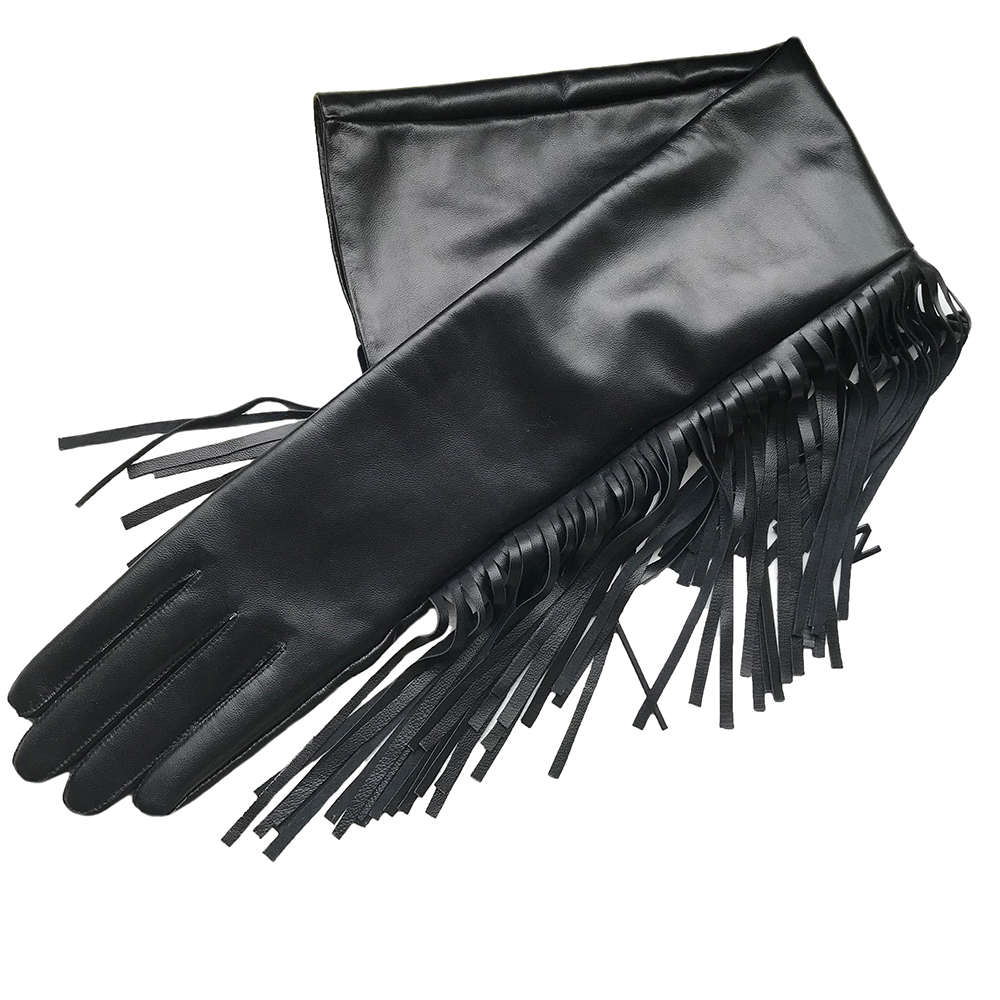 Women's Long Gloves Fringe Tas - Formal Glove Leather บทวิจารณ์และราคา