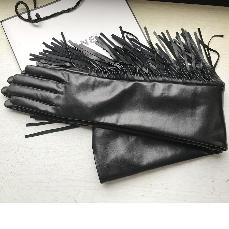 Women's Long Gloves Fringe Tas - Formal Glove Leather บทวิจารณ์และราคา