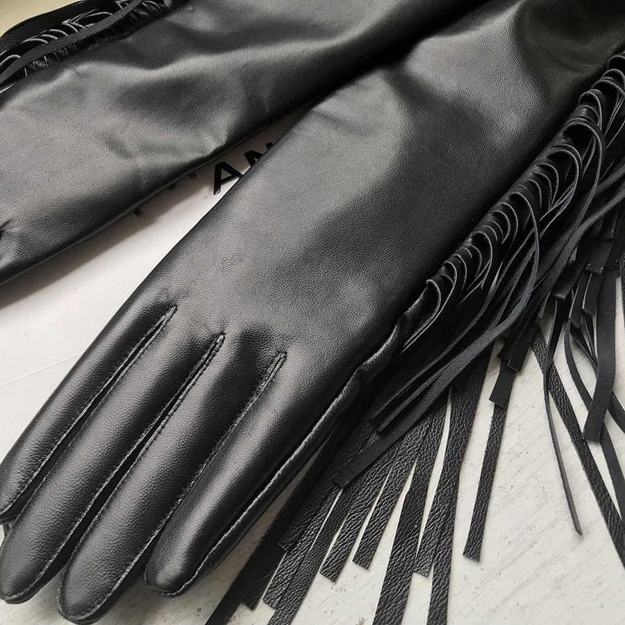 Women's Long Gloves Fringe Tas - Formal Glove Leather บทวิจารณ์และราคา