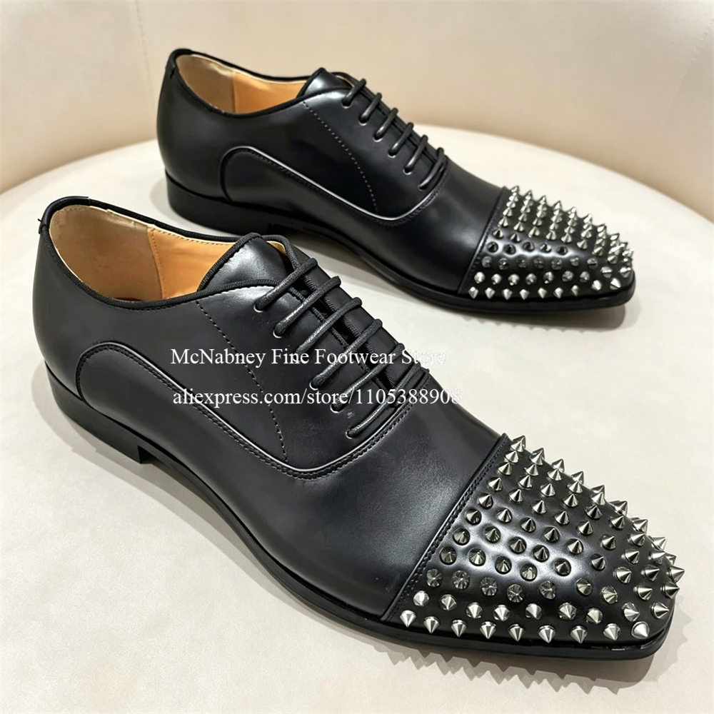 Spike Studs Leather Dress Shoe - Men Formal Wear Dress บทวิจารณ์และราคา