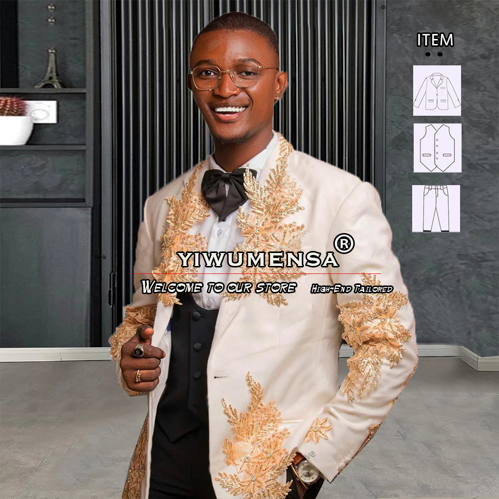 Customized 3 Pieces Suits Men  - Men Formal Wear Jacket บทวิจารณ์และราคา