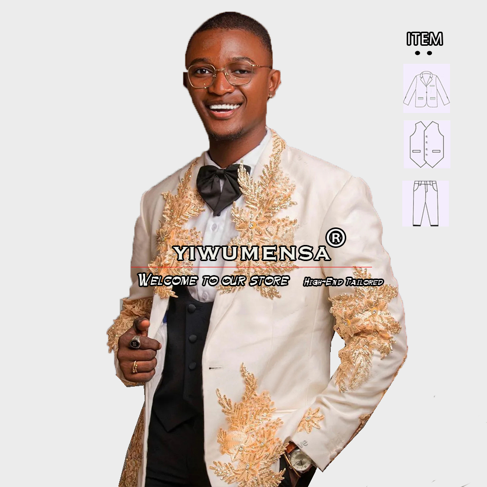 Customized 3 Pieces Suits Men  - Men Formal Wear Jacket บทวิจารณ์และราคา
