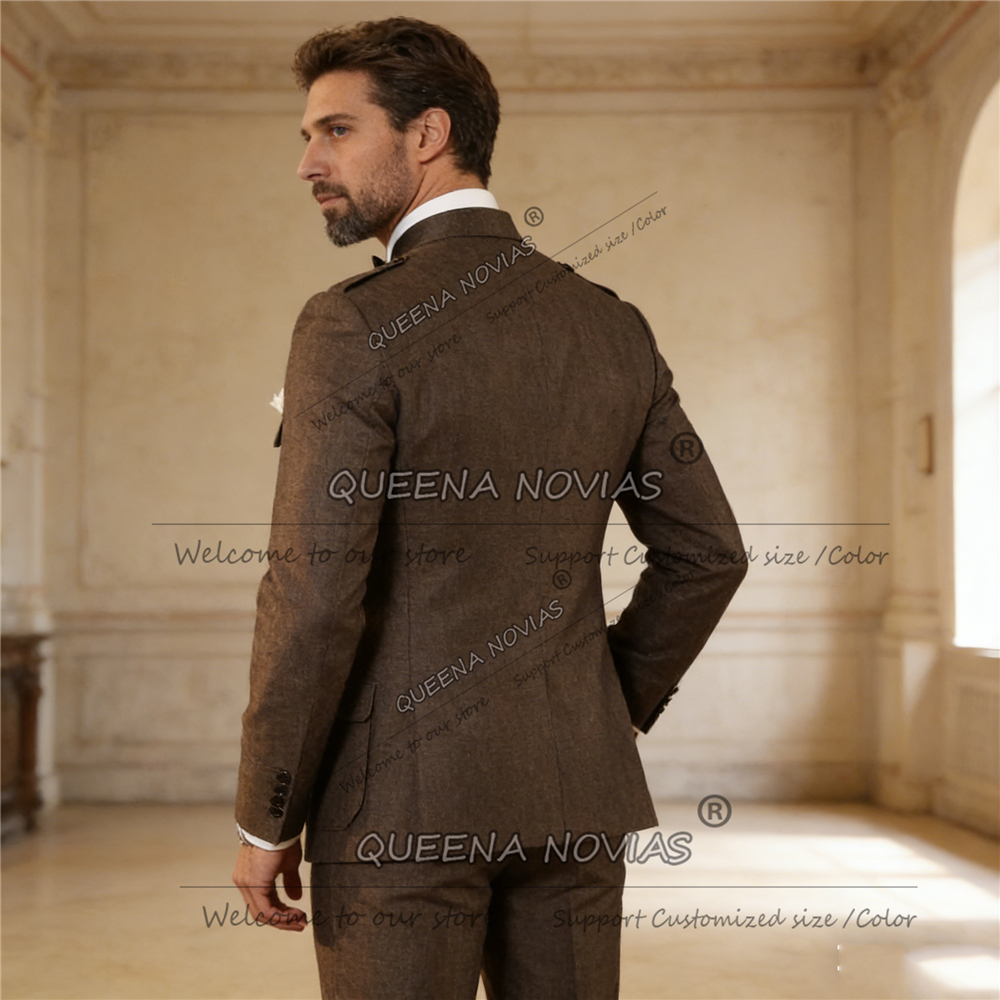 Classic Brown Suits Men Safari - Men Formal Wear Jacket บทวิจารณ์และราคา
