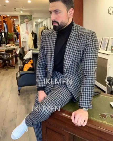 Houndstooth Mens Suits 2PCS We - Men Formal Wear Jacket บทวิจารณ์และราคา