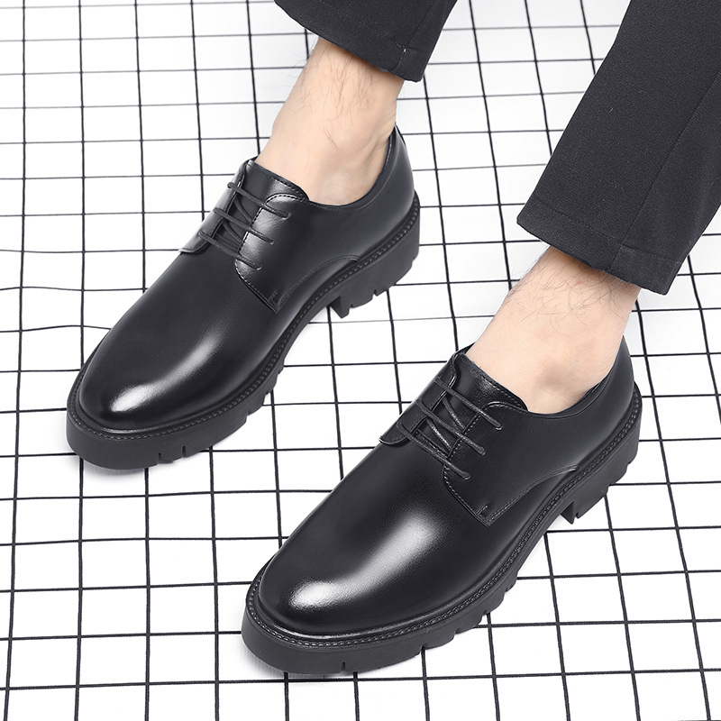 Mens Black Leather Lace Up Dre - Men Formal Wear Dress บทวิจารณ์และราคา