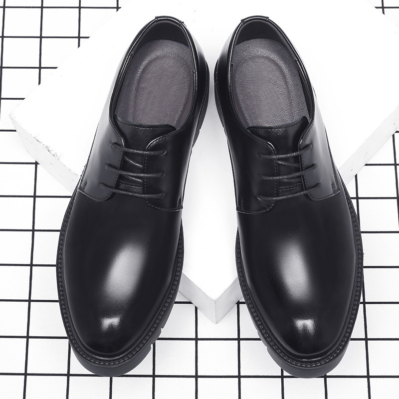 Mens Black Leather Lace Up Dre - Men Formal Wear Dress บทวิจารณ์และราคา